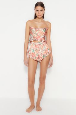 Trendyolmilla Murdum F?rf?rl? ve S?rt Ip Ask?l? Saten Sortlu Dokuma Pijama Tak?m? THMSS23PT00048  фото 18