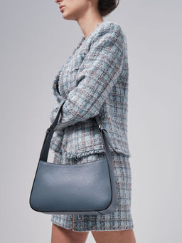 Сумка кожаная багет Deboro 31046 серый