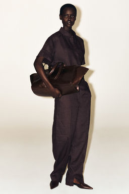 PANTAL?N DE LINO BARREL LEG CON CINTUR?N - H&m фото 7