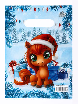 Цена за 100 шт. Пакет подарочный новогодний «Поняшка», полиэтиленовый с вырубной ручкой, 19×25 см, 30 мкм