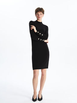 Yar?m Bal?k?? Yaka Kad?n Triko Elbise