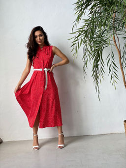 Платье, как из к/ф Красотка, красное в хаотичный горошек - Martichelli фото 35