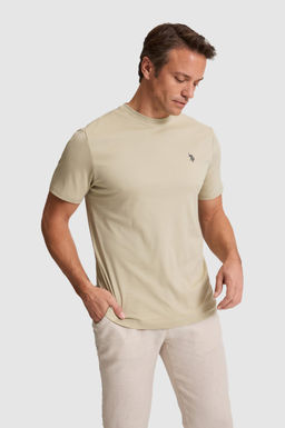 Erkek A__k Haki Regular Fit Bisiklet Yaka Basic Ti__rt