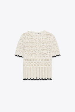 POINTELLE KNIT SHORT SLEEVE CARDIGAN - Zara фото 5