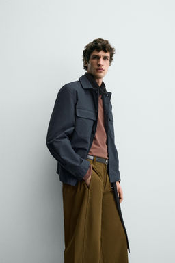TEXTURED TWILL OVERSHIRT WITH POCKETS - Zara фото 7