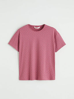 Bisiklet Yaka Y?ld?z Bask?l? Kad?n Pijama ?st?