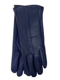 Элегантные женские перчатки из кожи и велюра, цвет шоколад - Greta фото 12