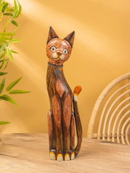 Сувенир «Кошка», 60×14×6 см, дерево, коричневый, МИКС