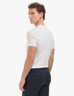 Ekru Slim Fit Bisiklet Yaka Triko Ti__rt