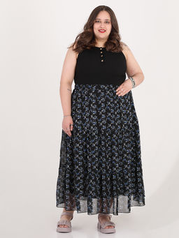 Многоярусная юбка больших размеров шифон - Almond фото 4