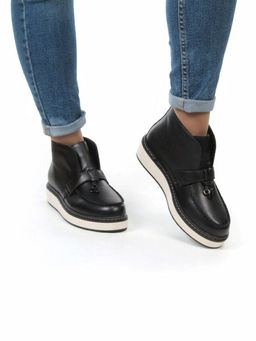 01-5172-1 BLACK Ботинки женские демисезонные (натуральная кожа, байка)