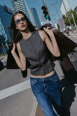 MARLED WAISTCOAT TOP WITH BELT - Zara фото 7