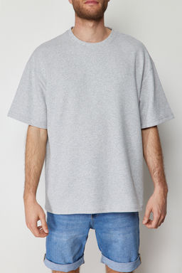 TRENDYOL MAN Basic Bordo Oversize/Genis Kesim Dokulu Waffle K?sa Kol T-Shirt TMNSS22TS00049 - Trendyolmilla фото 5