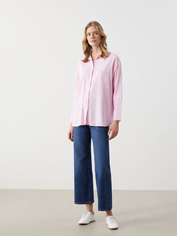 D?z Uzun Kollu Oversize Kad?n G?mlek