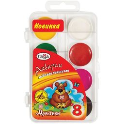 Акварель ГАММА "Мультики" 8цв. пласт. уп., без кисти (211046_8)