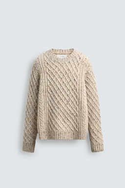 CABLE KNIT WOOL JUMPER - Zara фото 7