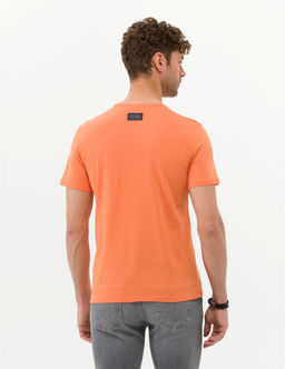 Turuncu Slim Fit Bask_l_ Bisiklet Yaka Ti__rt - Pierre cardin фото 4