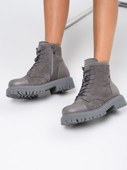 Ботинки 319.taskanagr.Серый замок замша+игуана/байка