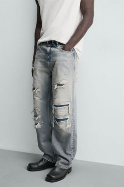 JEANS LOOSE FIT ROTOS / Azul claro - Zara фото 5