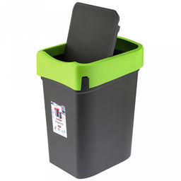 Ведро для мусора с плавающей крышкой пластмассовое Smart Bin 25л, 33,3х26,9х45,7см, с креплением для мусорных пакетов, зеленый, Econova (Россия) - Домашняя мода фото 3