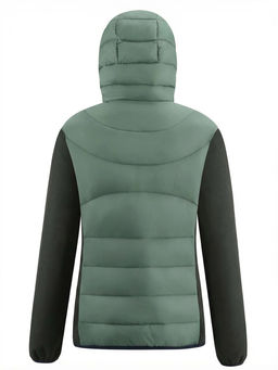 Куртка женская гибридная стёганая с капюшоном с графеновой подкладкой цвета хаки 9630_1Kh