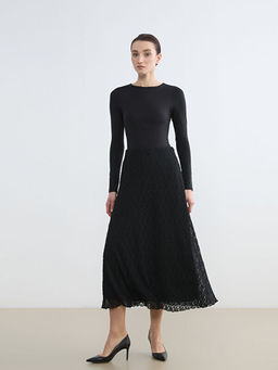 Beli Lastikli Dantelli Etek