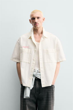 CAMISA RELAXED FIT COMBINADA / Blanco - Zara фото 2