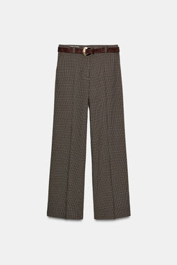 STRAIGHT CHECK TROUSERS WITH BELT - Zara фото 13