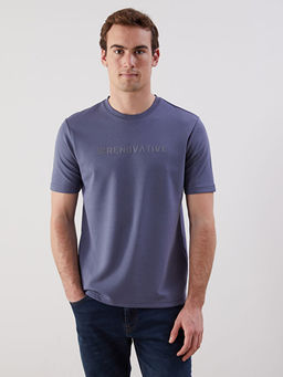 Bisiklet Yaka Bask?l? Erkek Ti??rt