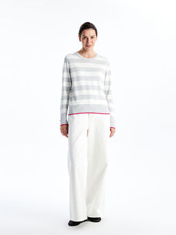 Bisiklet Yaka Renk Bloklu Kad?n Triko Kazak