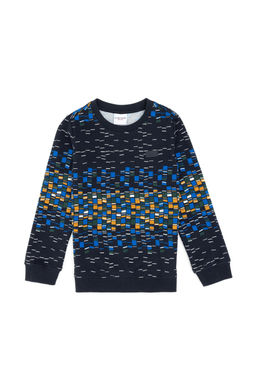 Erkek _ocuk Lacivert Bisiklet Yaka _nce Sweatshirt