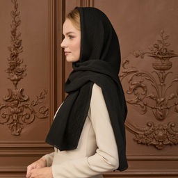 Палантин 180 х 70 см Гофра, цвет черный - Мастерская ПОКРОВ фото 5