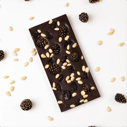 Шоколад Горький с сосновыми шишками, цельным кедровым орехом и вяленной жимолостью - Абаканские Сласти фото 2