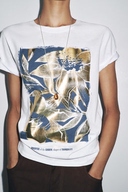 T-SHIRT WITH METALLIC PRINT - Zara фото 2