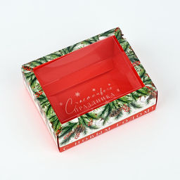 Цена за 5 шт. Коробка новогодняя складная с пластиковой крышкой «Тепла и уюта», 11.5×9×4 см