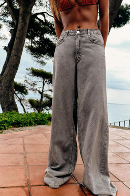 DENIM-EFFECT WIDE-LEG FLOWING TROUSERS - Zara фото 2