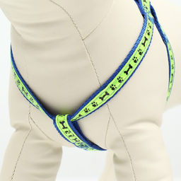 Комплект Косточки и лапки светоотражающий, поводок 120 х 1,5 см, ОГ 36-52 см, синий - Пижон фото 3