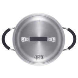 1732 GIPFEL Кастрюля METROPOLE 16x7,5см/1,5л со стеклянной крышкой, с индукционным капсульным дном. Материал: нерж. сталь 18/10, силикон. Толщина: 0,6мм  фото 4