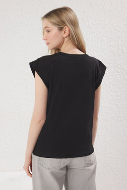 TRENDYOLMILLA Beyaz Ribana Detayl? Ay Kol Basic Orme T-Shirt TWOSS24TS00008 фото 4