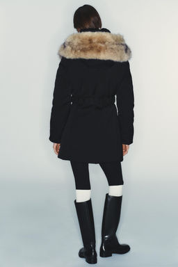 PUFFER JACKET WITH FAUX FUR HOOD, WATER AND WIND PROTECTION - Zara фото 21