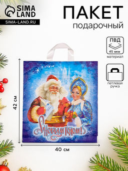 Цена за 25 шт. Пакет подарочный «Новогоднее послание», полиэтиленовый с петлевой ручкой, 40×42 см