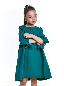 Платье для девочки из хлопка UD 7386 изумрудный - Mini maxi фото 2