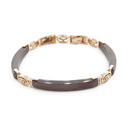 Браслет Лили из коричневой керамики покрытие под золото