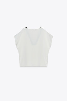 CONTRAST LACE SATIN BLOUSE - Zara фото 4