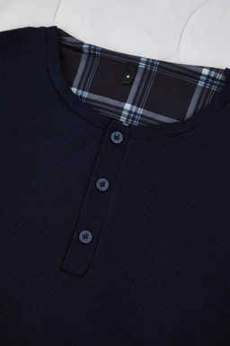 Lacivert Regular Yumusak Waffle Orme Pijama Tak?m? TMNAW26PT00066 - Trendyolmilla фото 3