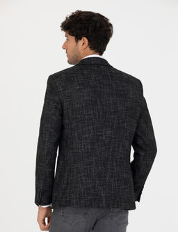 Siyah Ekstra Slim Fit Y_n Kar___ml_ Blazer Ceket