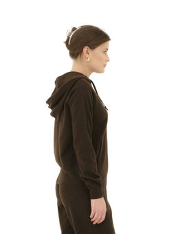 Джемпер из пуха яка с капюшоном 4204 темно-коричневый