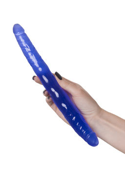 Двусторонний фаллоимитатор Toyfa Basic, TPE, синий, 28,5 см