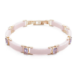 Браслет Лилу из розовой керамики с Александритом покрытие под золото