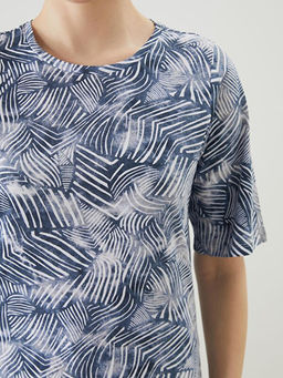 Bisiklet Yaka Desenli Kad?n Ti??rt